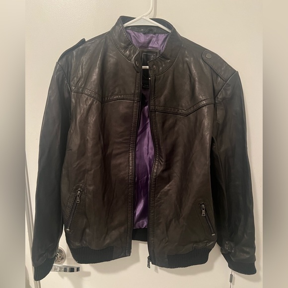 Knoles & Carter Jackets & Blazers - Knoles & Carter black/brown Italian lamb skin leather bomber jacket